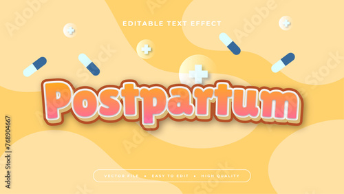 Orange blue and white postpartum 3d editable text effect - font style