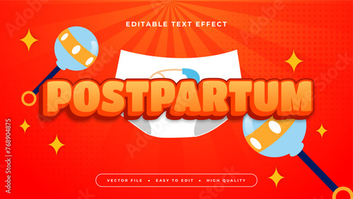 Orange blue and white postpartum 3d editable text effect - font style