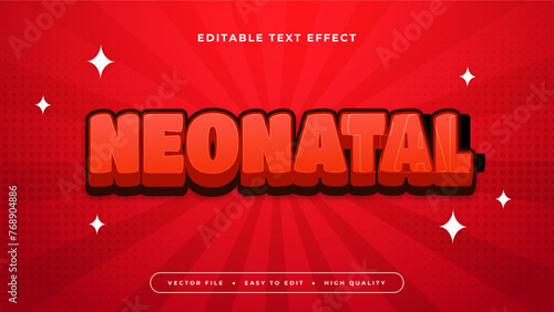 Red and white neonatal 3d editable text effect - font style