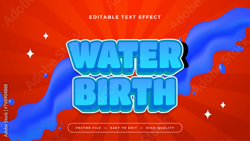 Blue red and white water birth 3d editable text effect - font style