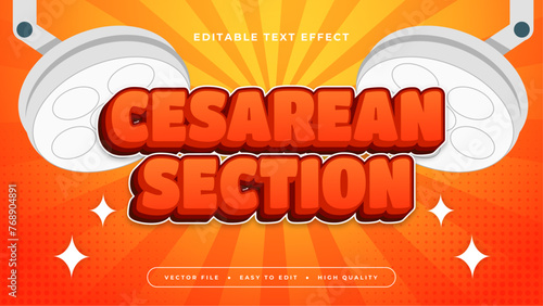 Orange and white cesarean section 3d editable text effect - font style