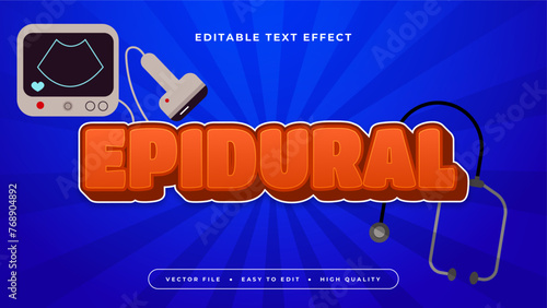 Orange blue and gray grey epidural 3d editable text effect - font style