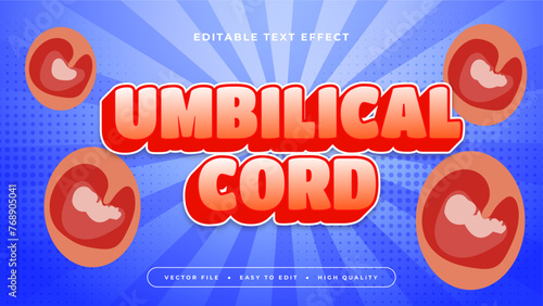 Red white and blue umbilical cord 3d editable text effect - font style