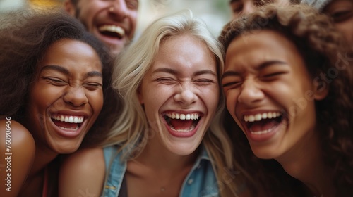 A group of diverse friends laughing together