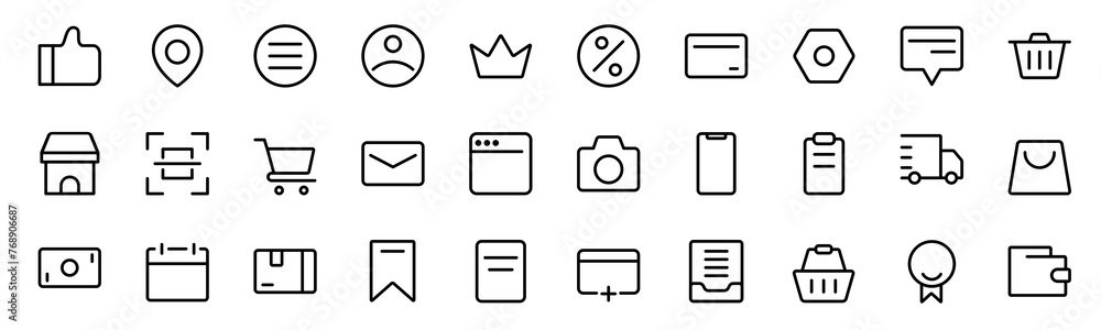 Collection of Basic Ecommerce Essential Related Vector Line Icons. Contains Icons like Store, VIP, Discount, Shopping Cart and more. Editable stroke. 48x48 pixels Collection of Basic Ecommerce Essential Related Vector Line Icons. Contains Icons like Store, VIP, Discount, Shopping Cart and more. Editable stroke. 48x48 pixels