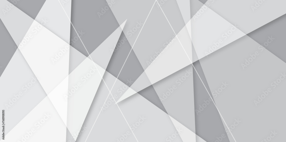 Trendy geometric triangle pattern shape background. White and gray color geometric style, lines and corners. Polygon background pattern polygonal black and white wallpaper gray. Decorative web layout  - obrazy, fototapety, plakaty 