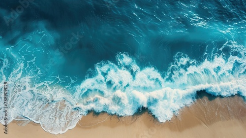 Coast as a background from top view. Turquoise water background from top view. Summer seascape from air. Travel - image