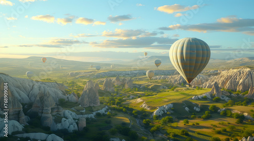 Majestic Hot Air Balloons Soaring Across Breathtaking Scenery