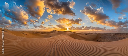 Fototapeta Naklejka Na Ścianę i Meble -  View of the vast expanse of desert at sunset in summer