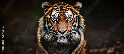 portrait of a tiger staring intently