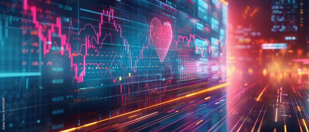 Obraz premium The pulse of trading in a heartbeat