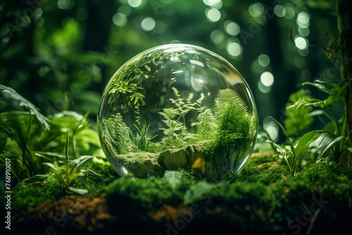 life in a bubble, concept for preserve, protect nature, plants, ecological system of planet earth for future generations