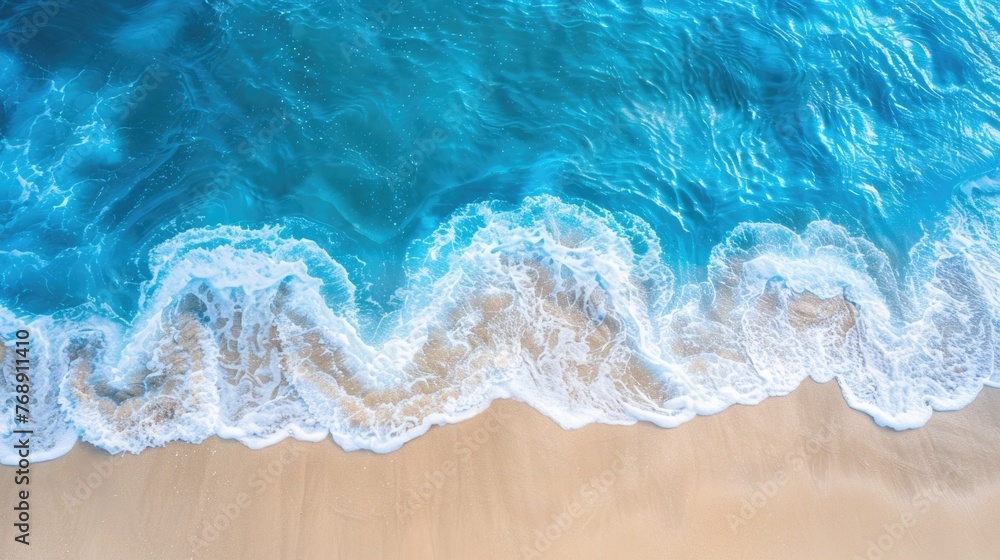 Obraz premium Coast as a background from top view. Turquoise water background from top view. Summer seascape from air. Travel - image