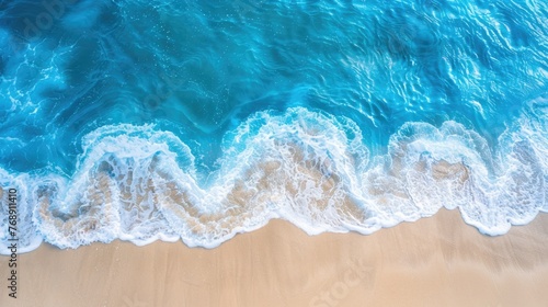 Coast as a background from top view. Turquoise water background from top view. Summer seascape from air. Travel - image © millenius