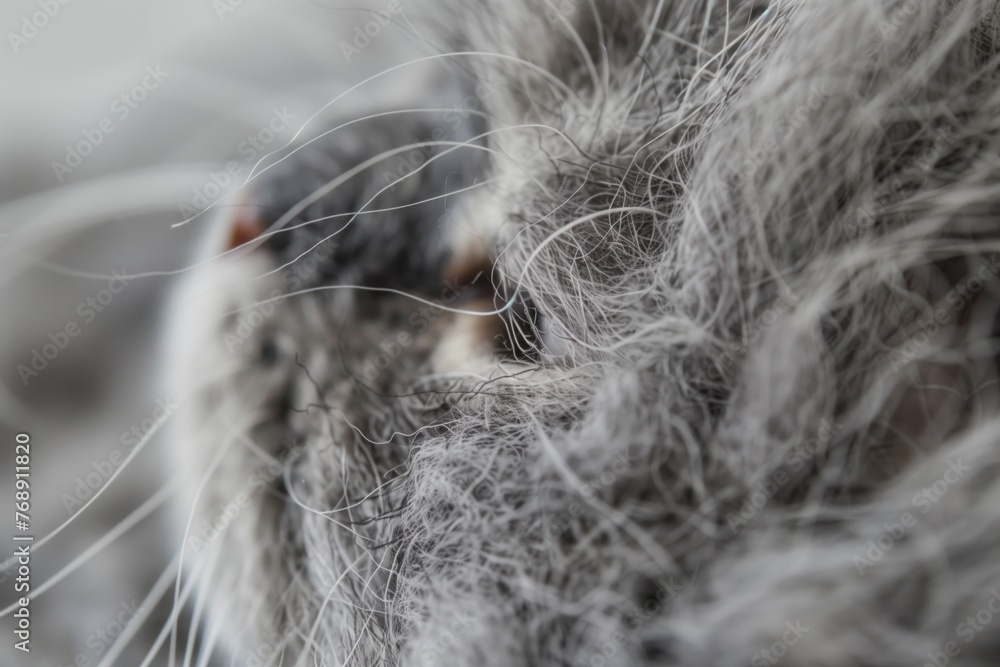 closeup of a needle felting process with a gray roving
