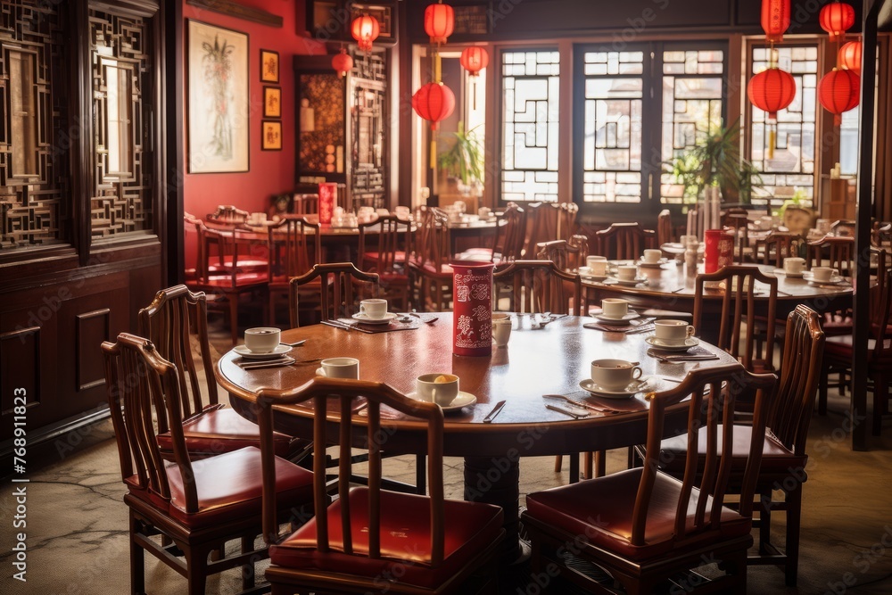 Ornate Traditional Chinese Restaurant Interior
