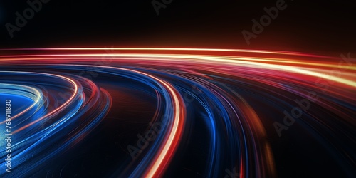 Futuristic speed concept with circular light trails in vivid neon colors