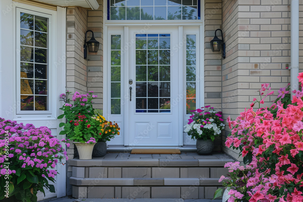 Modern White Exterior Door With Glass Panels and Sidelights Modern White Exterior Door With Glass Panels and Sidelights