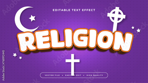 White orange and purple violet religion 3d editable text effect - font style