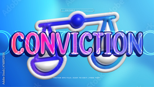 White blue and purple violet conviction 3d editable text effect - font style