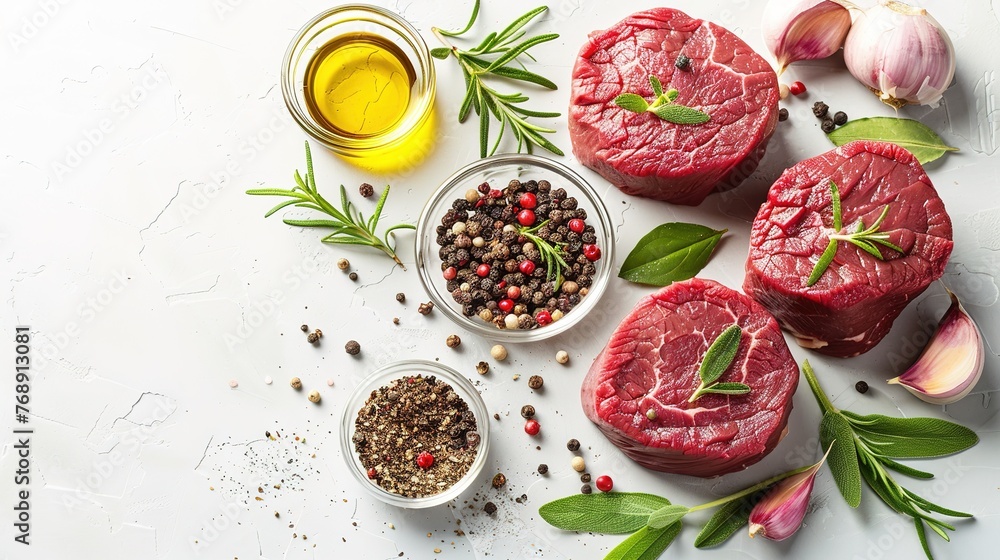 Raw beef filet Mignon steak on a wooden Board with pepper and salt, black Angus marbled meat Raw beef filet Mignon steak on a wooden Board with pepper and salt, black Angus marbled meat