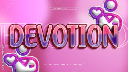 Pink white and purple violet devotion 3d editable text effect - font style