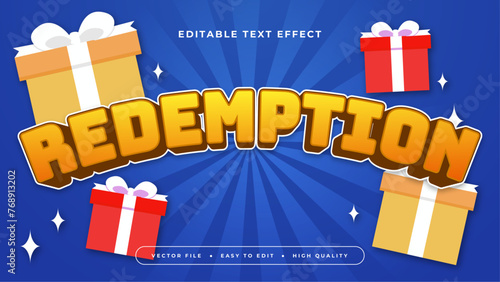 Yellow blue and red redemption 3d editable text effect - font style