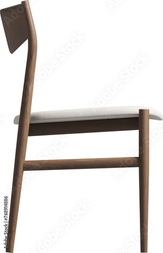 Side view of modern wooden dinner chair