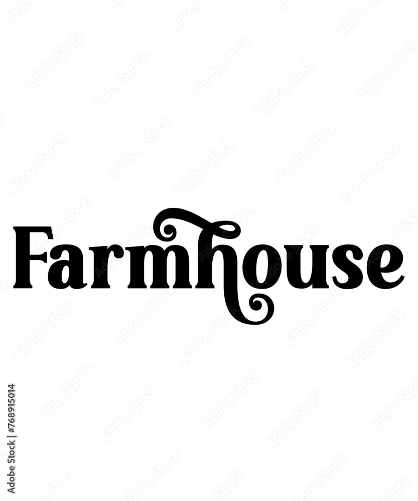 Farmhouse typography design on plain white transparent isolated background for card, shirt, hoodie, sweatshirt, apparel, tag, mug, icon, poster or badge