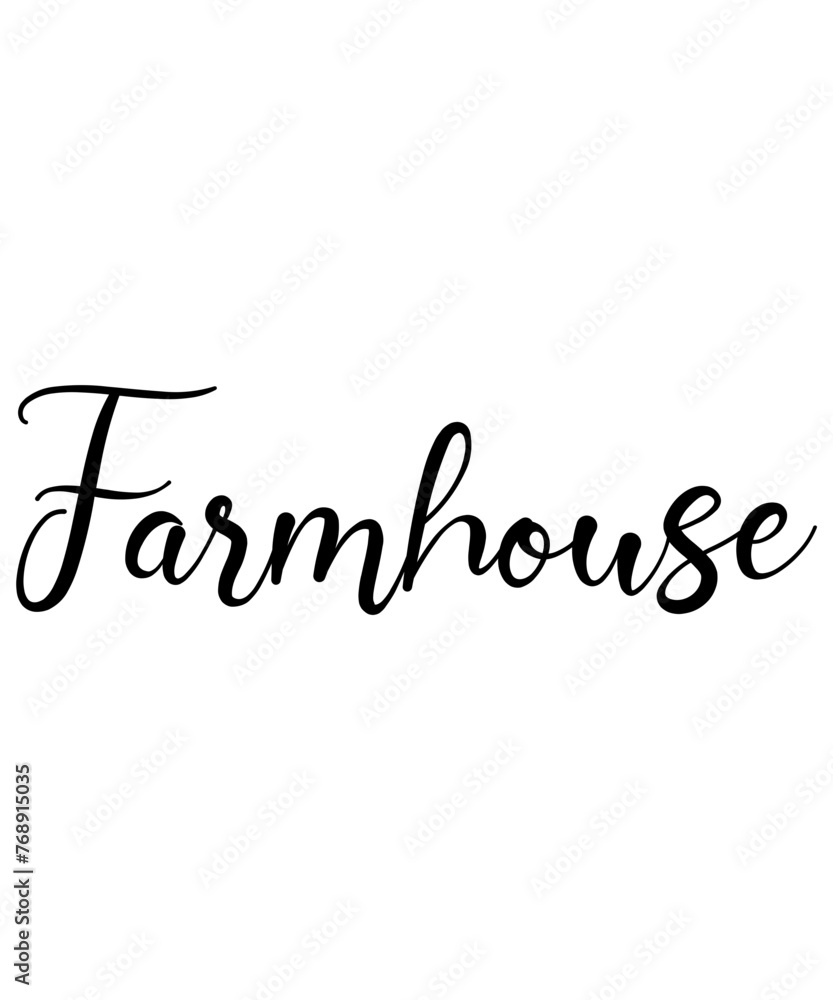 Farmhouse typography design on plain white transparent isolated background for card, shirt, hoodie, sweatshirt, apparel, tag, mug, icon, poster or badge