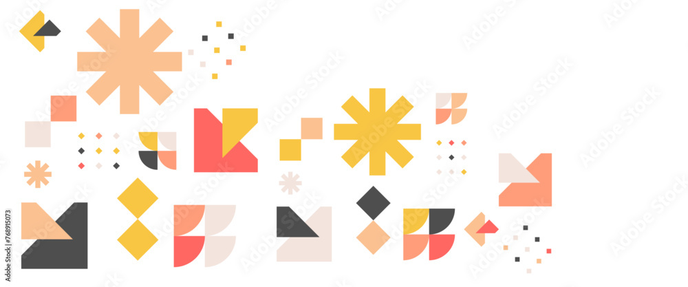 Colorful abstract banners with geometric memphis vector design. For banner, background, business or technology presentation, web brochure cover layout, wallpaper