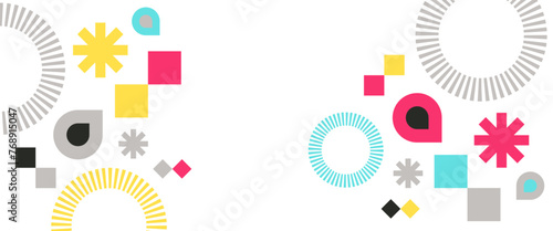 Colorful banner vector memphis geometric style background template. For web design, business presentation, website header, invitation background