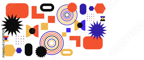 Colorful vector modern abstract banners with geometric memphis flat design. For background, poster, flyer, banner, invitation, cover for book, catalog, report
