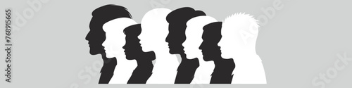 black silhouette portrait people ,Vector, isolated.