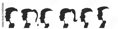 black silhouette portrait people ,Vector, isolated.