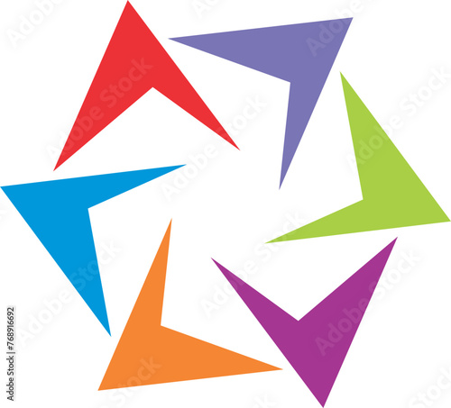 triangle 3d circle star colored bussiness vector logo. shape