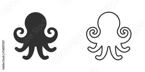 Tablou pe pânză Octopus black sign icon vector illustration design