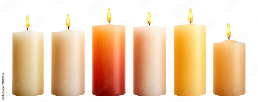 Candles with flames illuminated, cut out Candles with flames illuminated, cut out