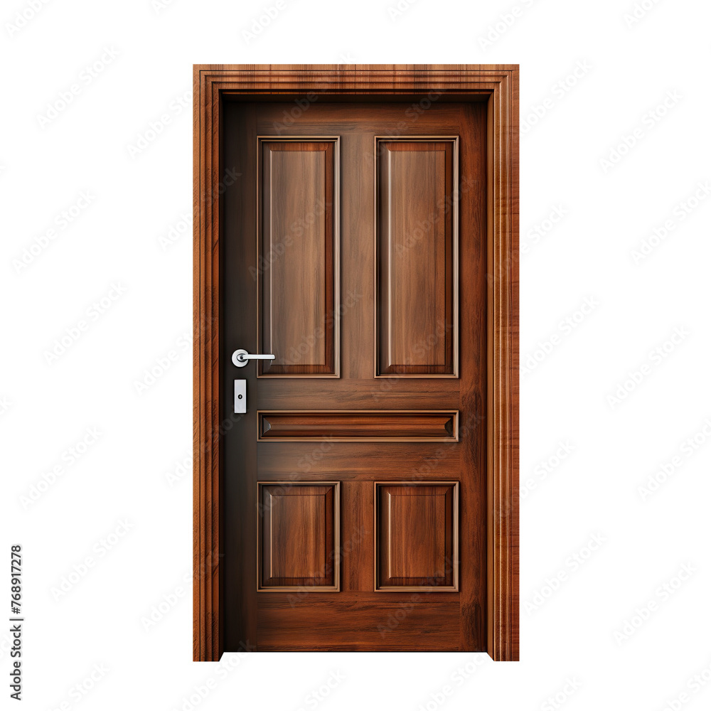 Brown wooden door, cut out Brown wooden door, cut out
