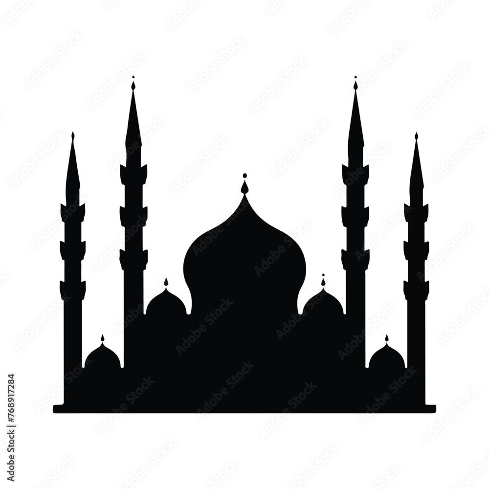 Islamic silhouette mosque at twilight vector