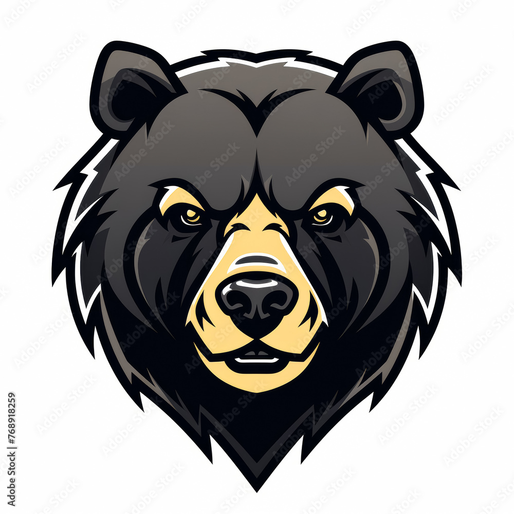 A bear with a menacing look on its face. The bear is black and white. The bear is angry and ready to attack