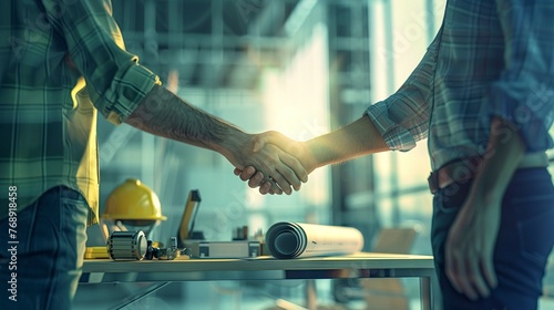 Moment of Agreement Between a Contractor and a Client, Partnership and Collaboration Concept.