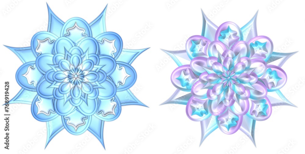3d shiny blue and purple floral rangoli
