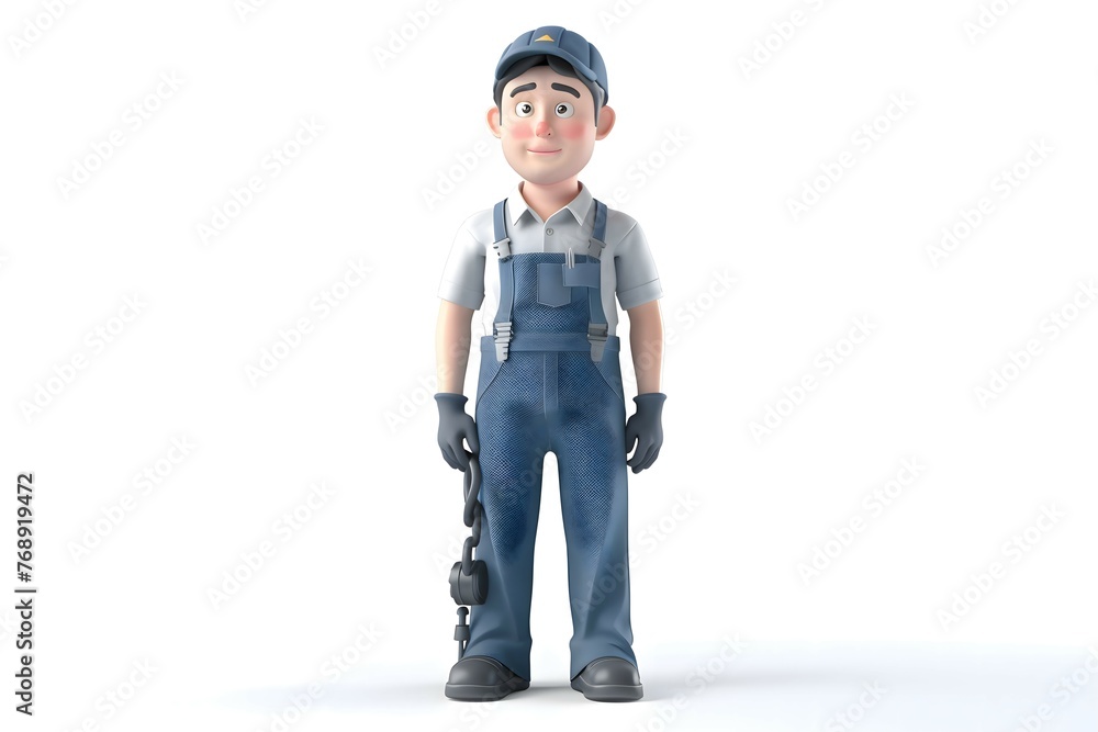 3d avatar of a car mechanic on a white background. 3d portrait of a car mechanic in work uniform 3d avatar of a car mechanic on a white background. 3d portrait of a car mechanic in work uniform