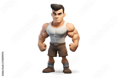 3d avatar of a bodybuilder  trainer on a white background.