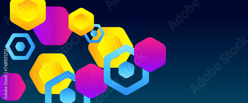 Colorful minimal geometric shape abstract banner. For business banner, formal backdrop, prestigious voucher, luxe invite, wallpaper and background