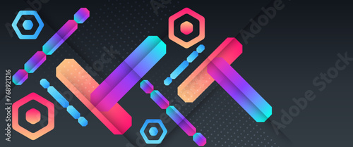 Colorful abstract banner with shapes. For business banner, formal backdrop, prestigious voucher, luxe invite, wallpaper and background