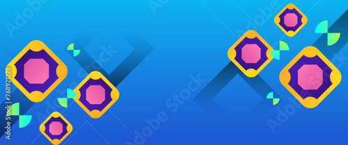 Colorful minimal geometric shape abstract banner. For business banner, formal backdrop, prestigious voucher, luxe invite, wallpaper and background