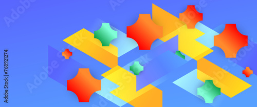 Colorful minimal geometric shape abstract banner. For business banner, formal backdrop, prestigious voucher, luxe invite, wallpaper and background