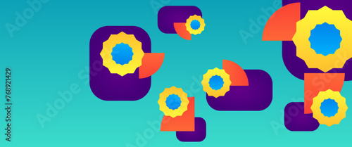 Colorful minimal geometric shape abstract banner. For business banner, formal backdrop, prestigious voucher, luxe invite, wallpaper and background